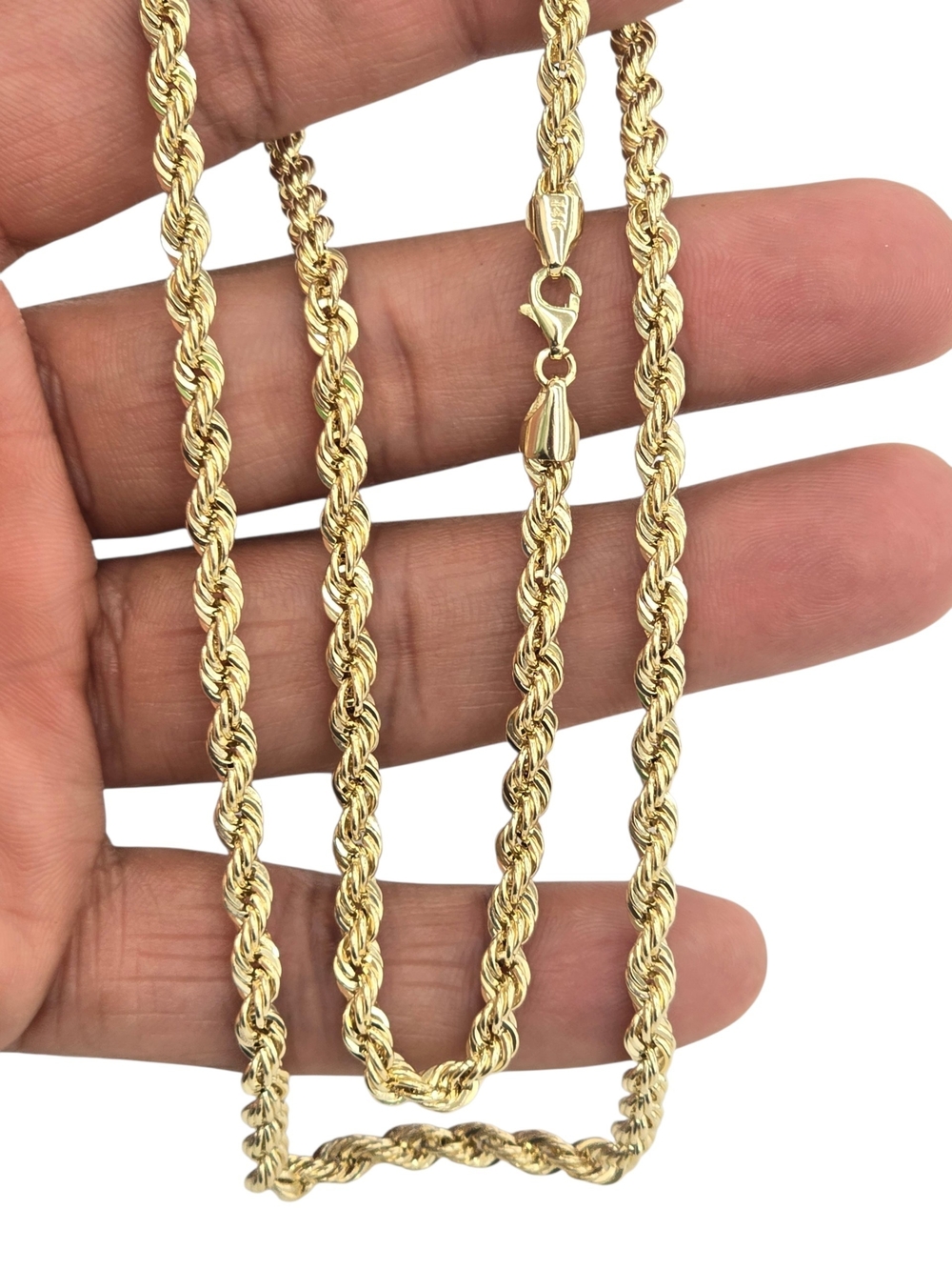 14k Real Gold Rope Chain 5mm 22 Inches - Picture 9 of 11